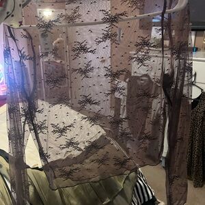 Sheer Brown Aerie Lace Top